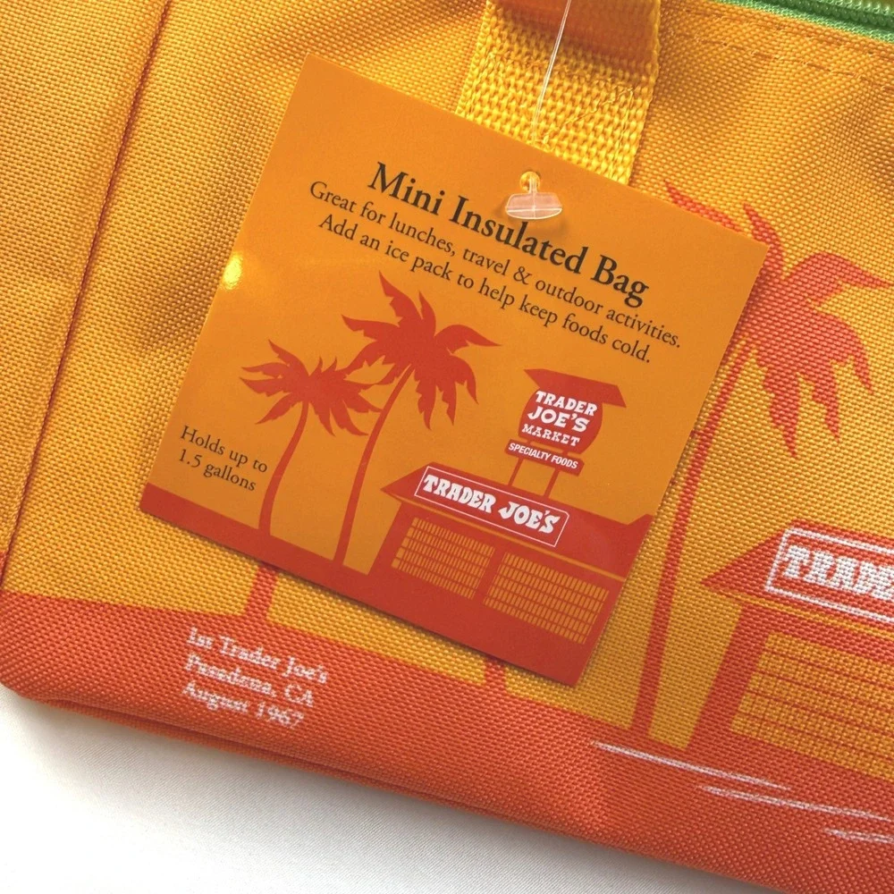 Trader Joe's Mini Insulated Bag Unisex OS Yellow Orange Sunset Lunch Tote NWT